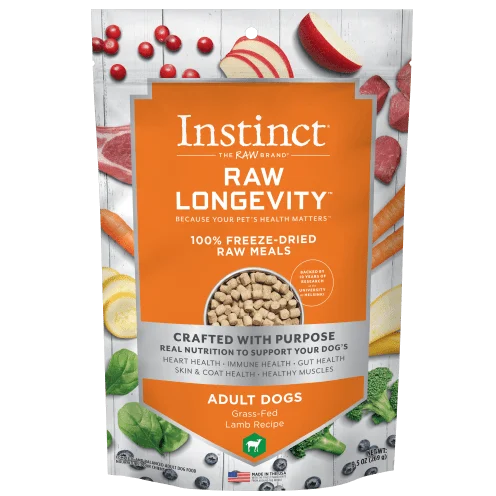 Instinct Raw Longevity Lamb Recipe 100% Freeze Dried Dog Food, 9.5oz