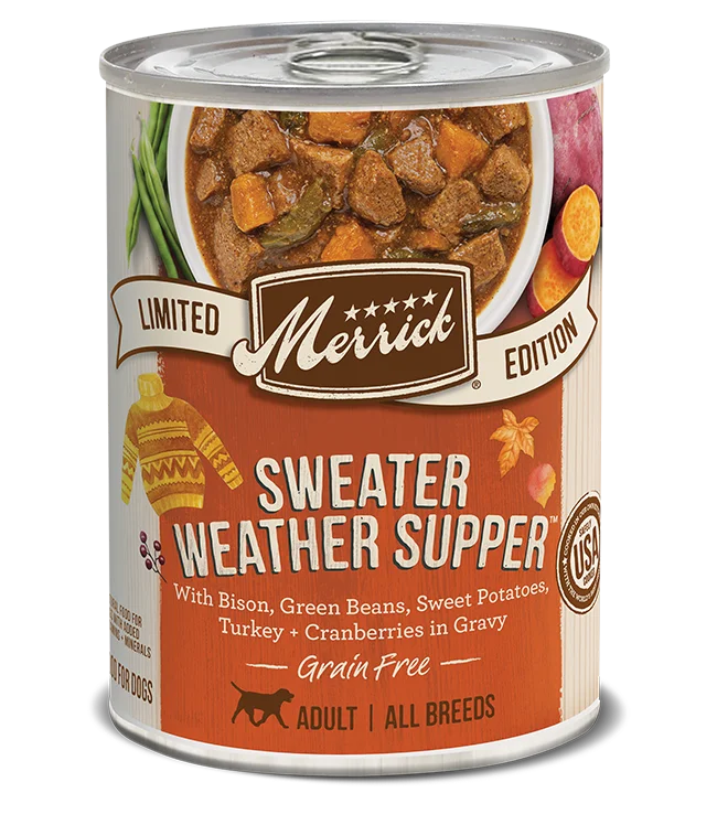 Merrick Limited Edition Grain Free Sweater Weather Supper Canned Dog Food; 12.7- Oz Cans, Case of 12