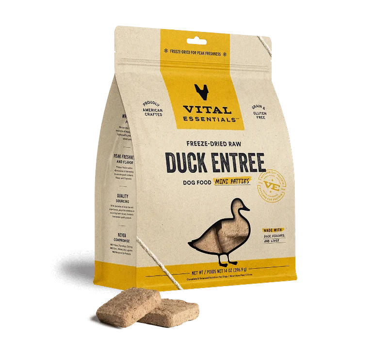 Vital Essentials Freeze-Dried Raw Duck Entrée Mini Patties Dog Food