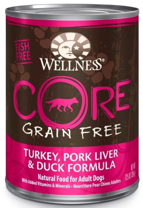 Wellness CORE Grain Free Natural Turkey, Pork Liver and Duck Recipe Wet Canned Dog Food