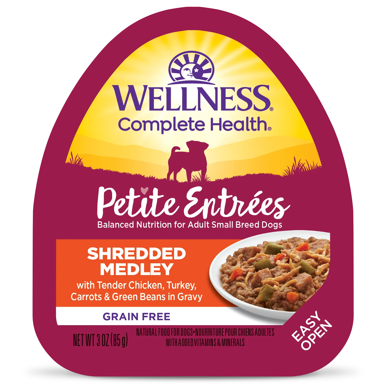 Wellness Petite Entrees Grain Free Shredded Medley Tender Chicken, Turkey, Carrots & Green Beans Recipe Wet Dog Food