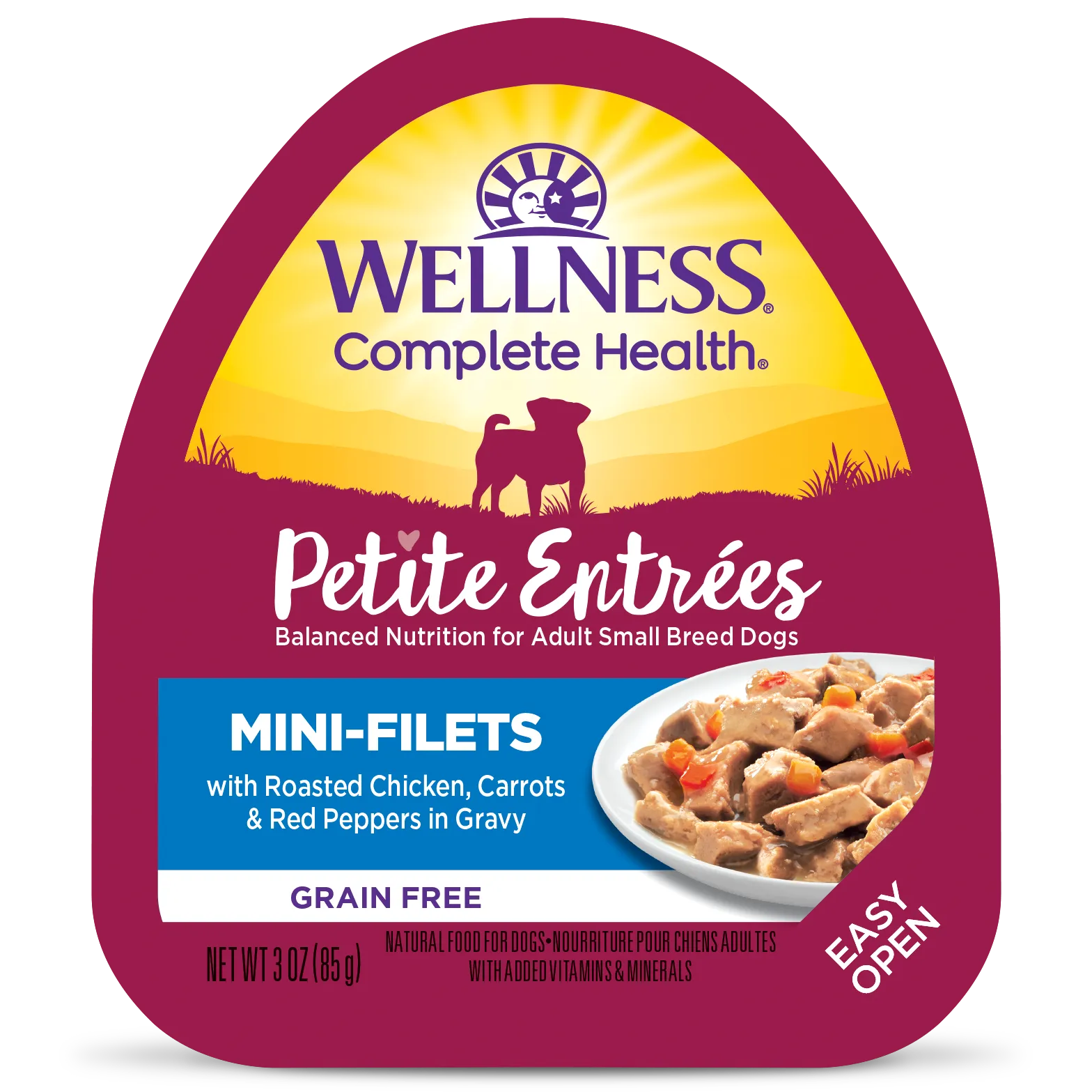 Wellness Petite Entrees Grain Free Mini-Filets Roasted Chicken, Carrots & Red Peppers in Gravy Recipe Wet Dog Food