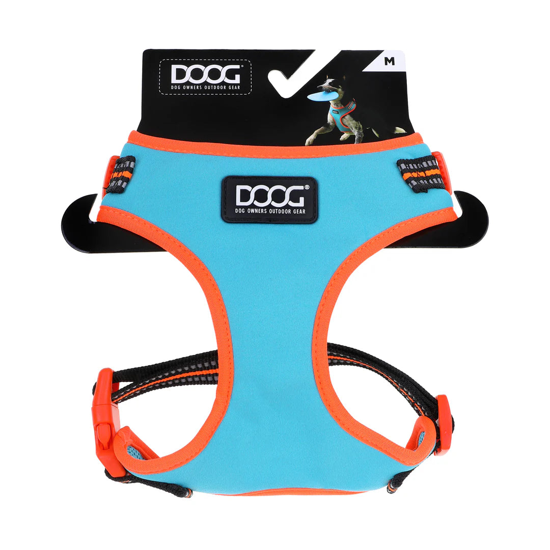 DOOG Neoflex Neoprene Beethoven Neon Blue and Orange Dog Harness Extra Large